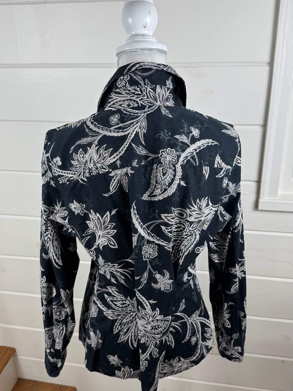 Coldwater Creek Black White Paisley Button Shirt Women’s Large - Picture 7 of 11